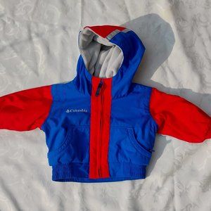 Boys size 12 months red and blue hooded Columbia jacket